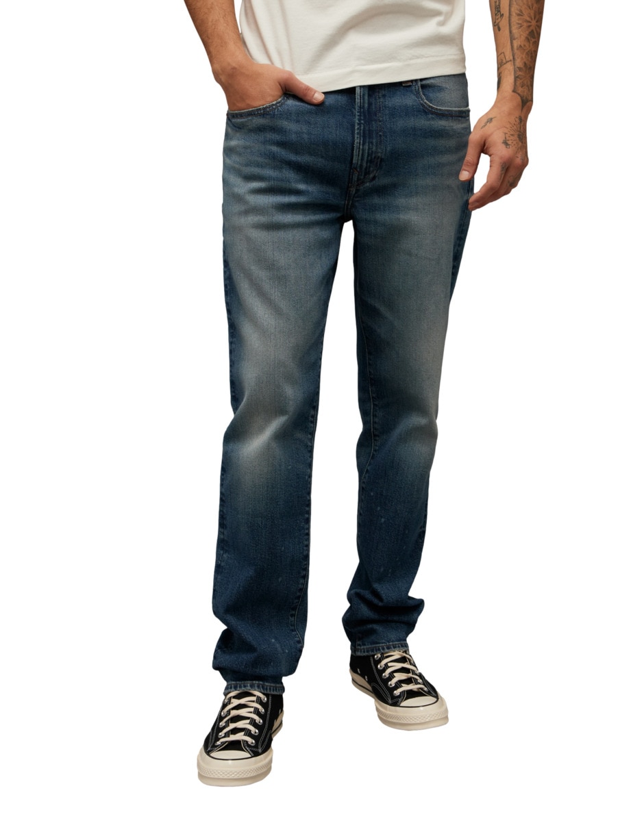 Jeans straight lavado obscuro para hombre