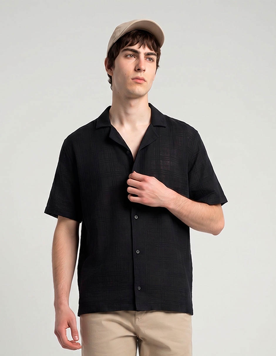 Camisa casual de algodón manga corta para hombre