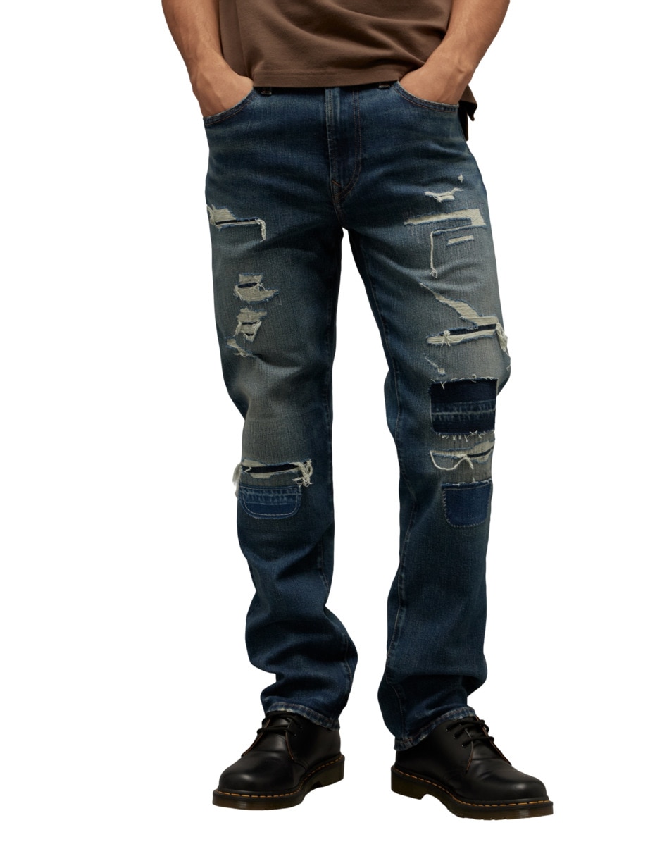 Jeans straight lavado obscuro para hombre