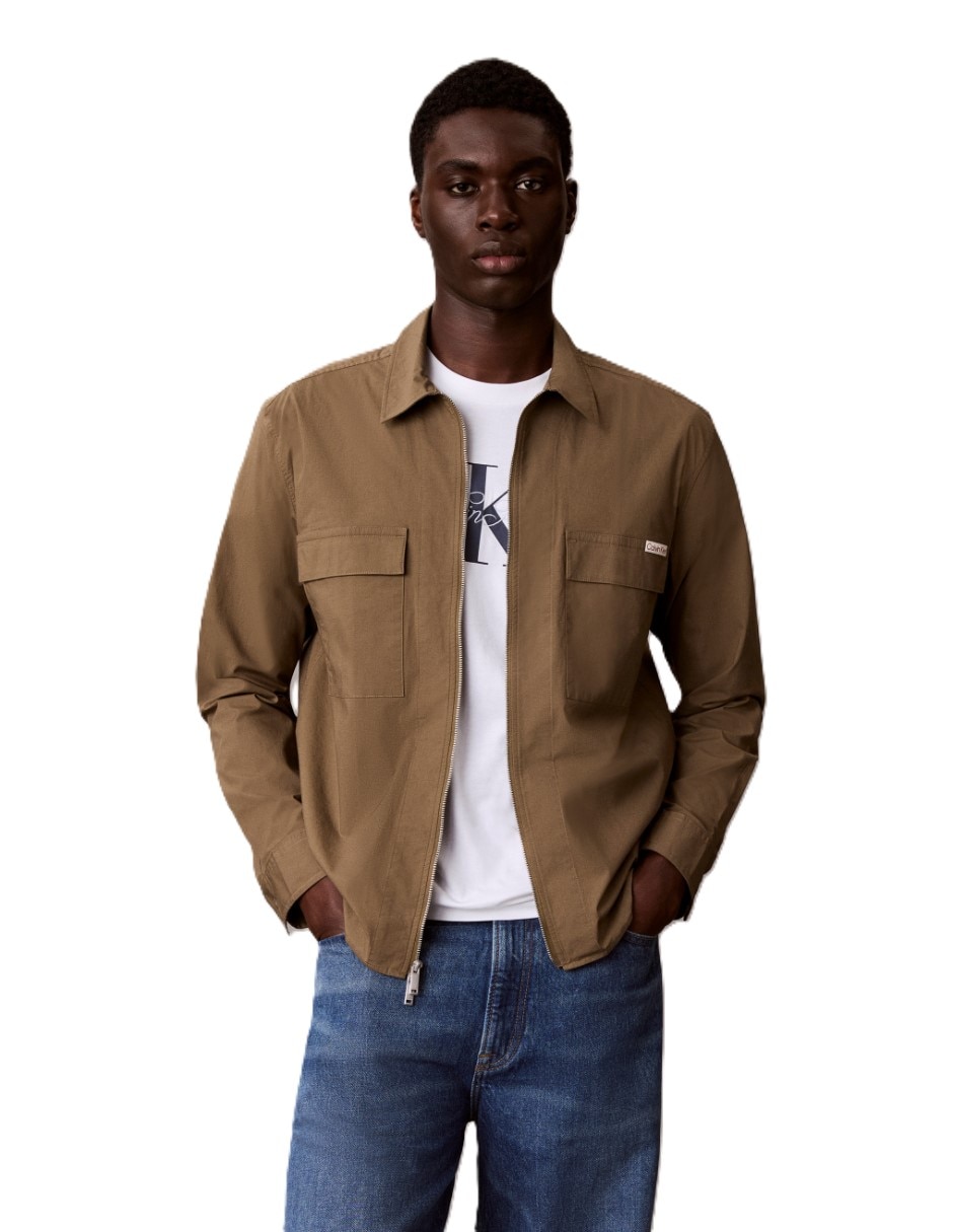 Camisa casual calvin klein de algodón manga larga para hombre