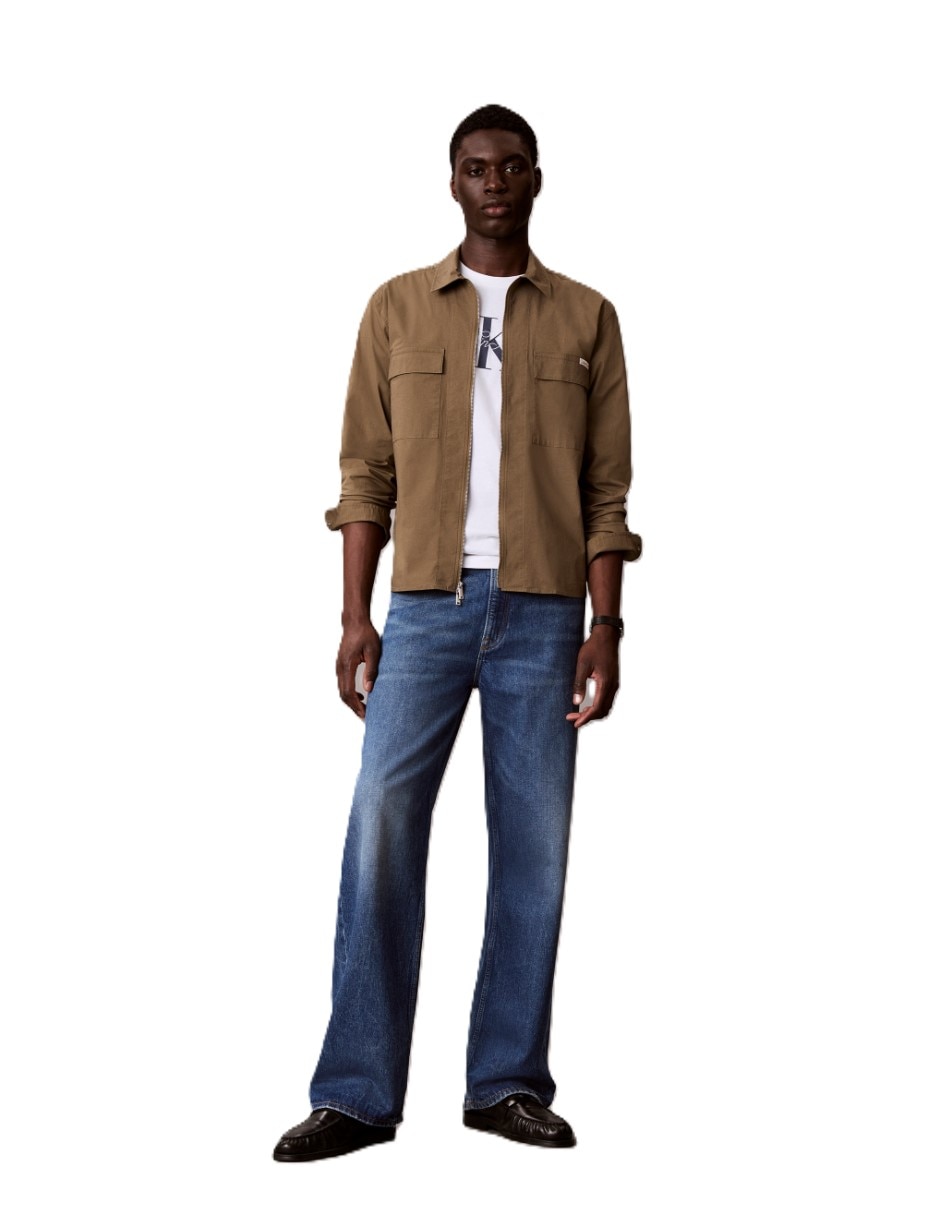 Camisa casual calvin klein de algodón manga larga para hombre