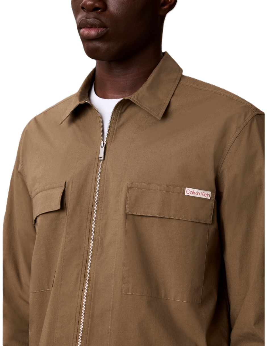 Camisa casual calvin klein de algodón manga larga para hombre
