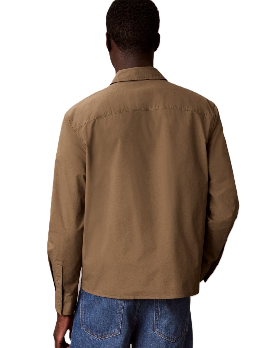 Camisa casual calvin klein de algodón manga larga para hombre