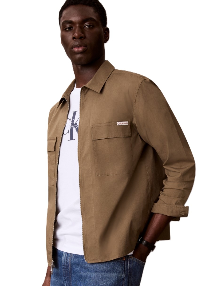 Camisa casual calvin klein de algodón manga larga para hombre