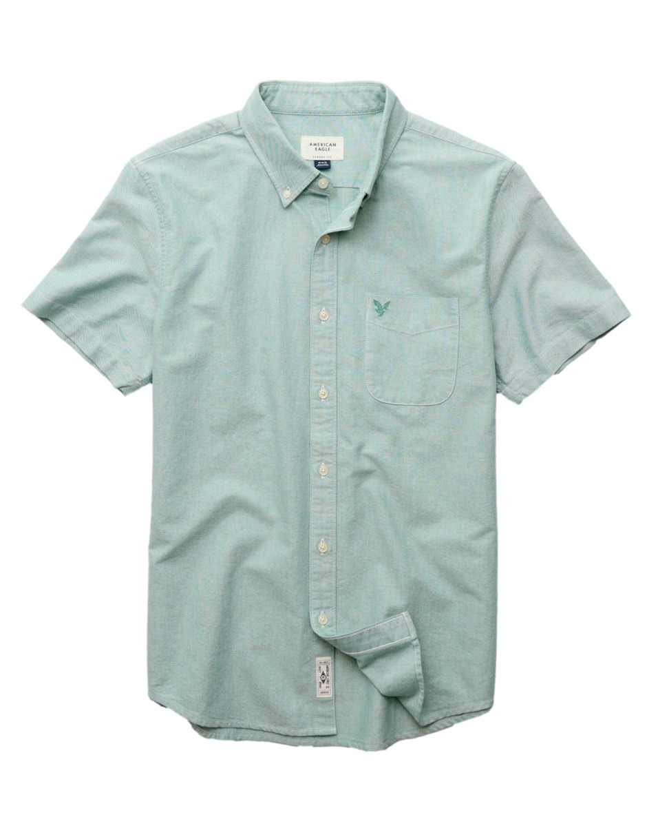 Camisa casual american eagle de algodón manga corta para hombre