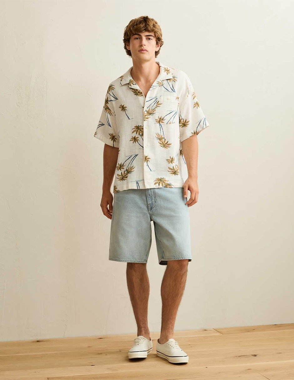 Camisa casual american eagle de algodón manga corta para hombre