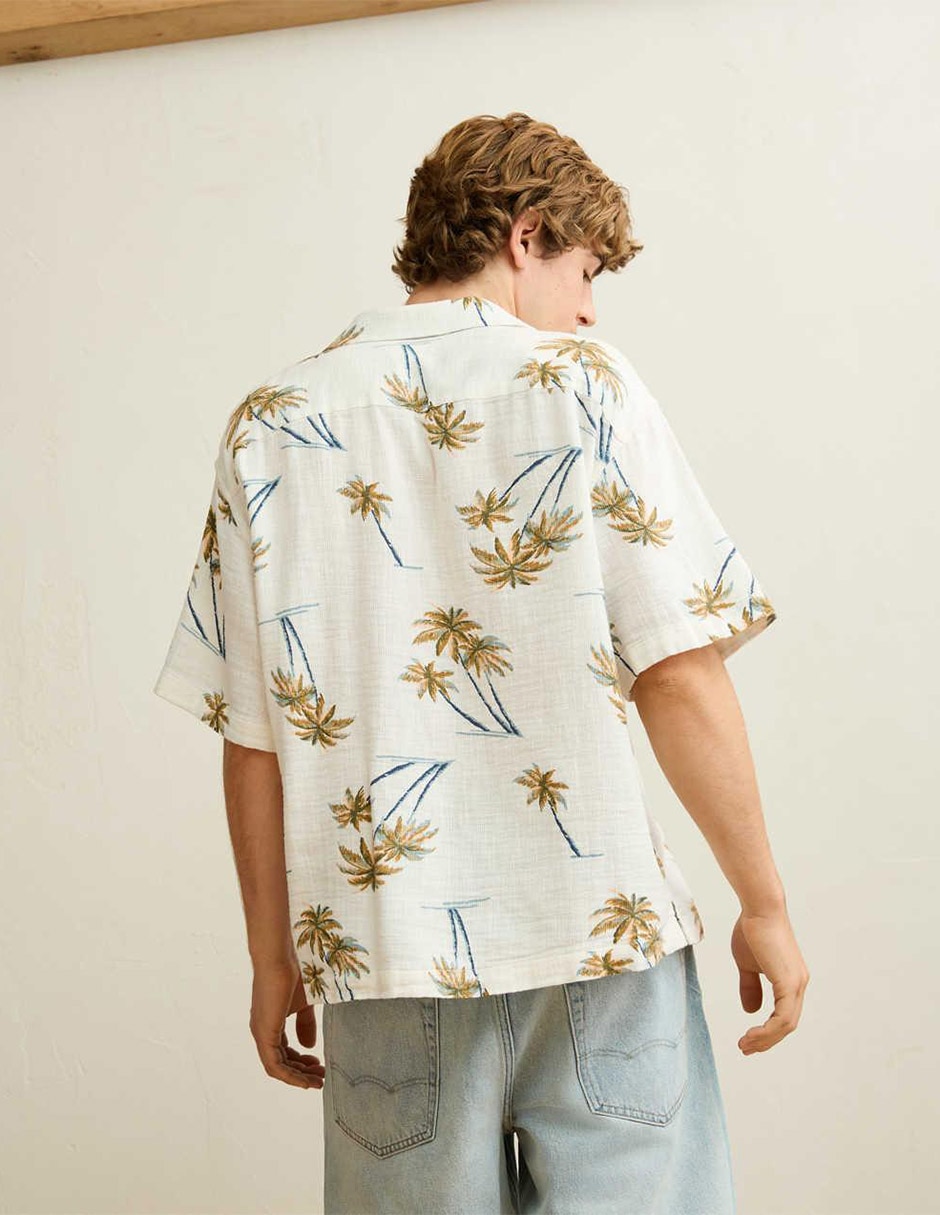 Camisa casual american eagle de algodón manga corta para hombre