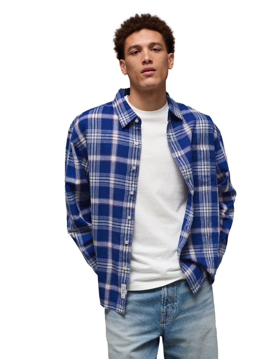 Camisa American Eagle de lino manga larga para hombre