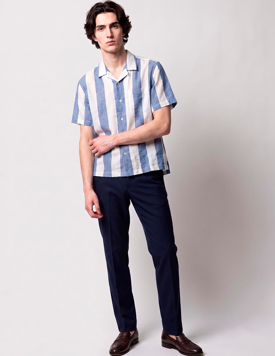 Camisa casual de lino manga corta para hombre Camisa casual de lino manga corta para hombre