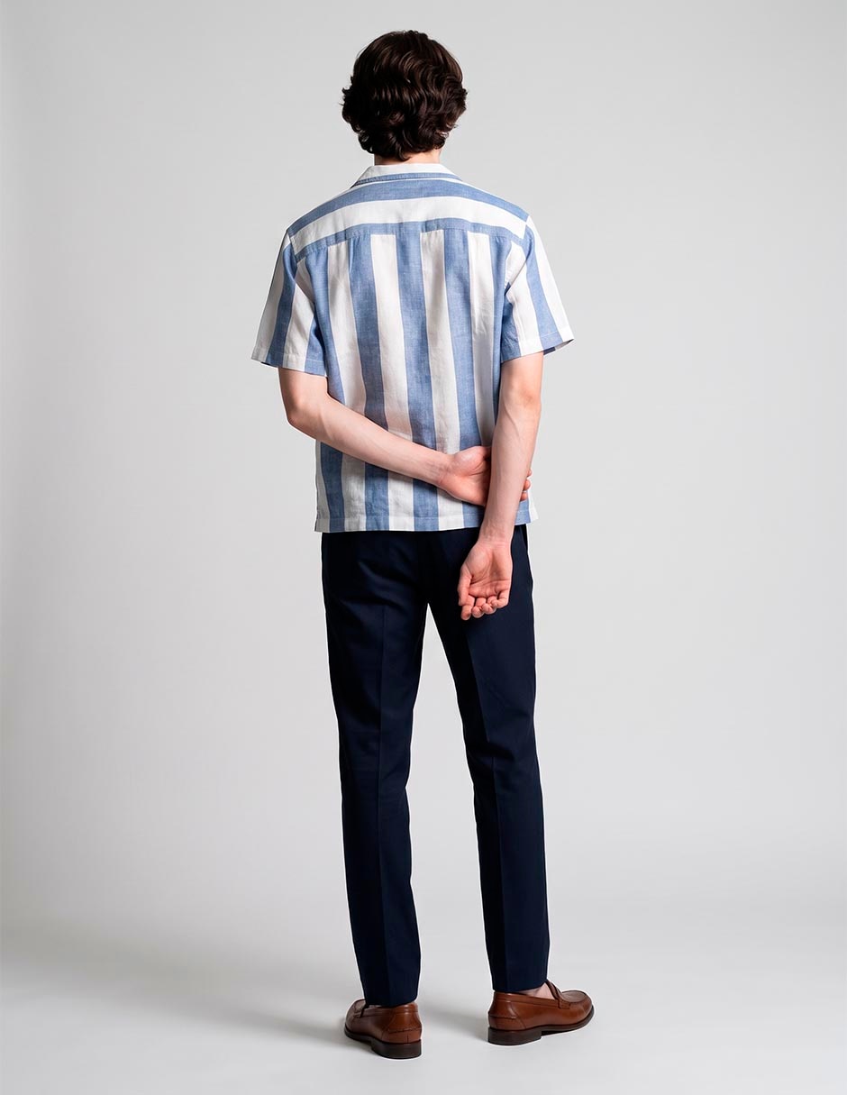 Camisa casual de lino manga corta para hombre 3