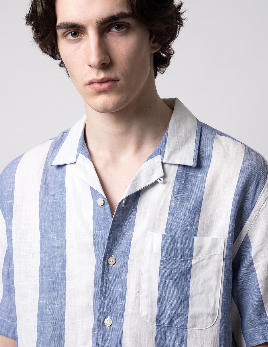 Camisa casual de lino manga corta para hombre 2