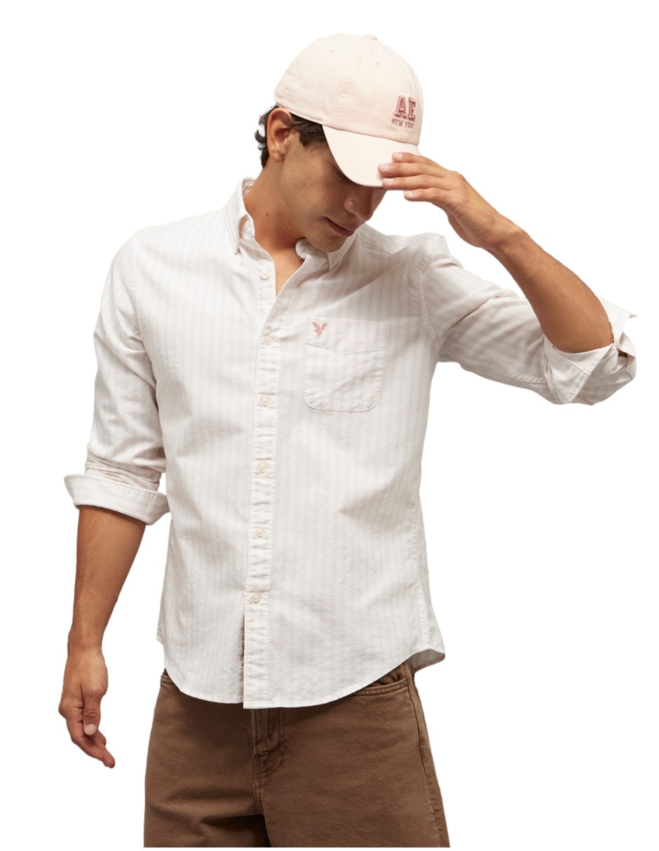 Camisa American Eagle de algodón manga larga para hombre