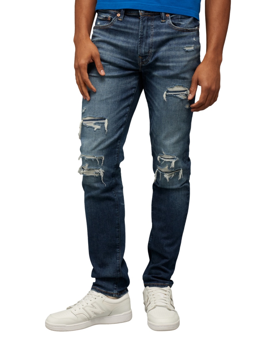 Jeans slim lavado obscuro para hombre