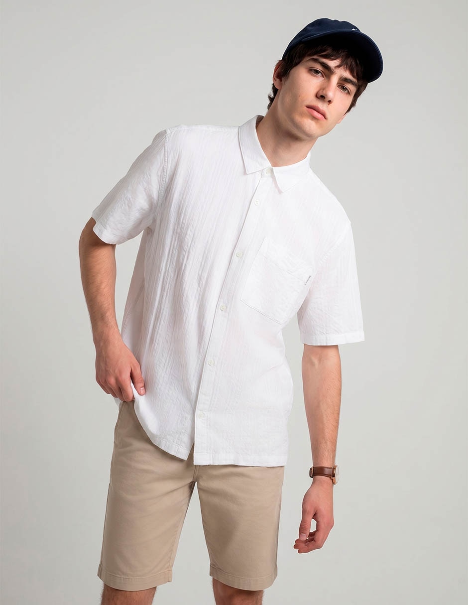 Camisa casual hollister de algodón manga corta para hombre