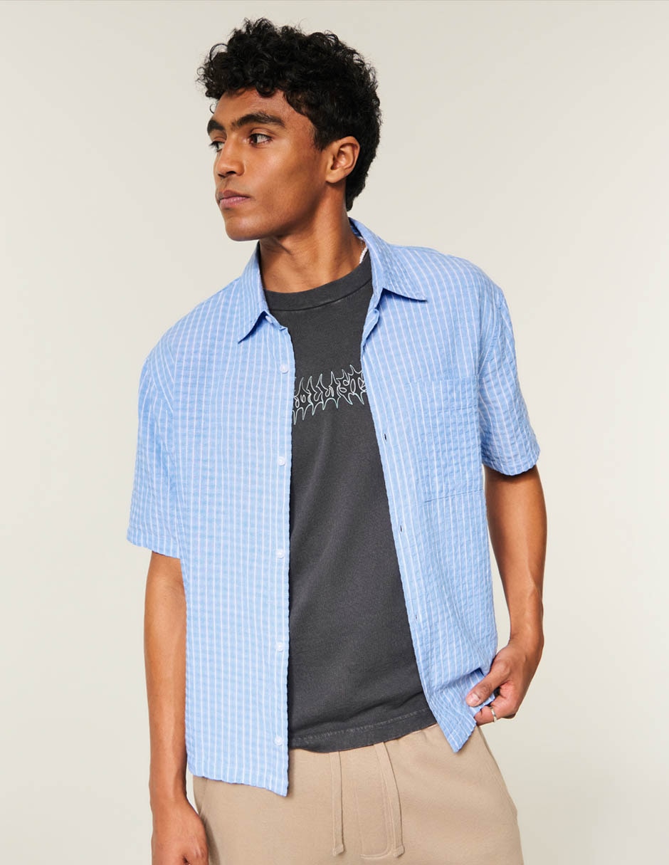 Camisa Casual De Algodón Manga Corta Para Hombre 5