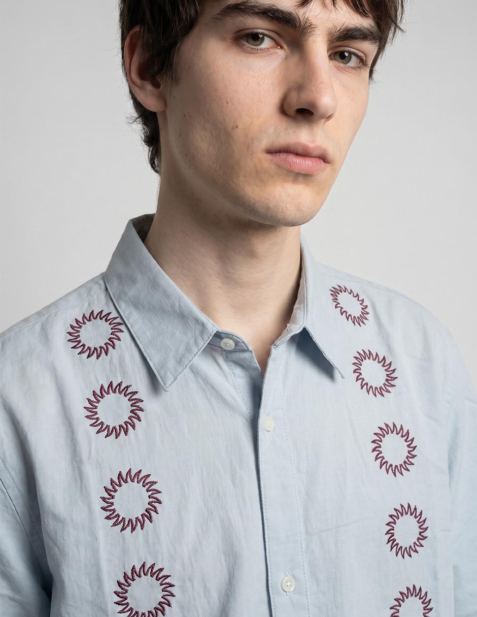 Camisa casual de algodón manga corta para hombre