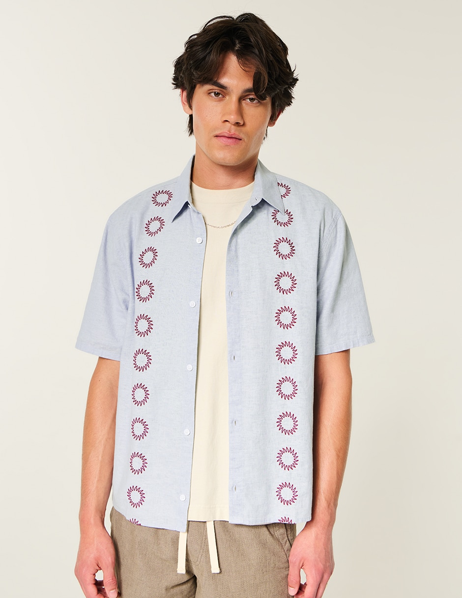 Camisa Casual Hollister De Algodón Manga Corta Para Hombre
