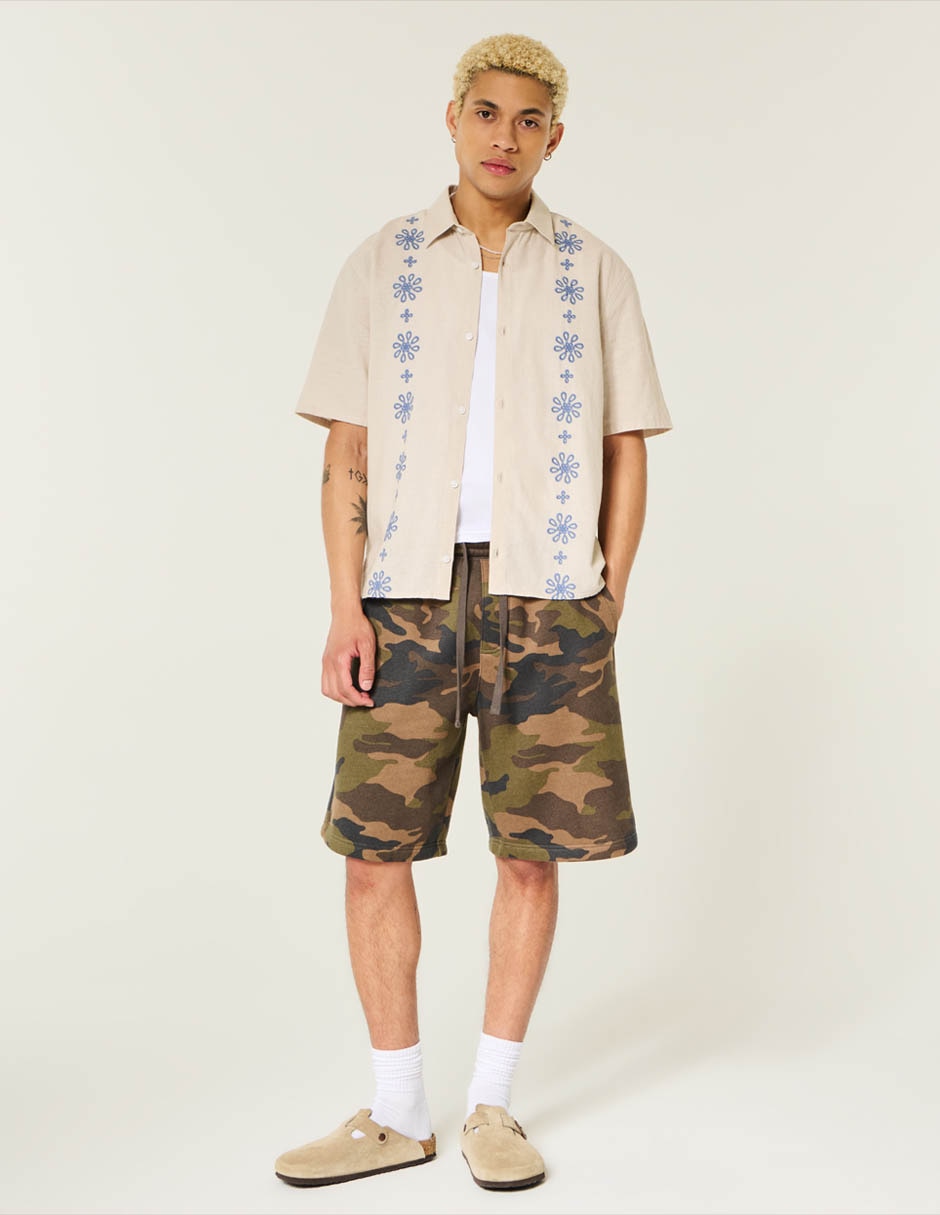 Camisa casual Hollister de algodón manga corta para hombre
