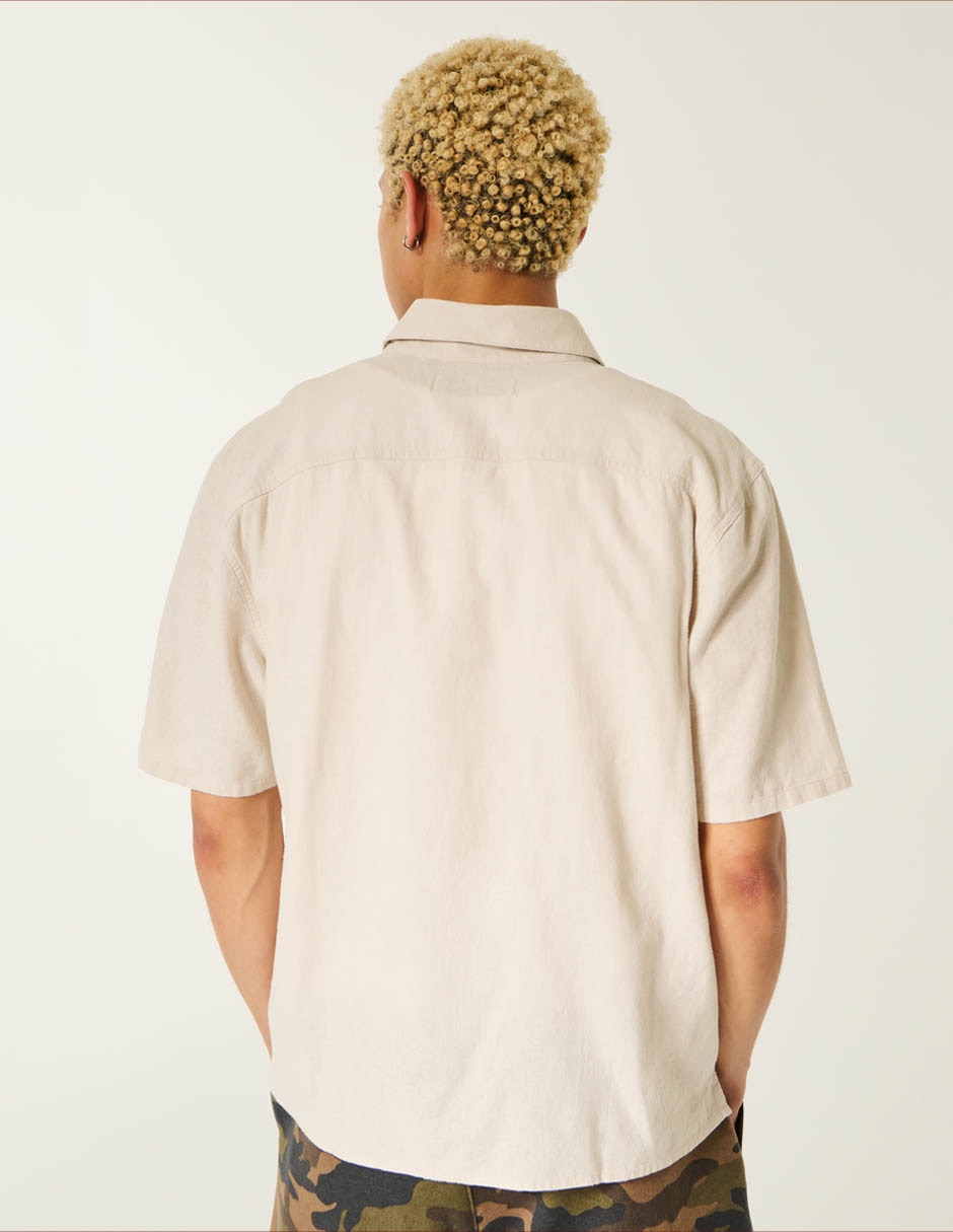 Camisa casual Hollister de algodón manga corta para hombre
