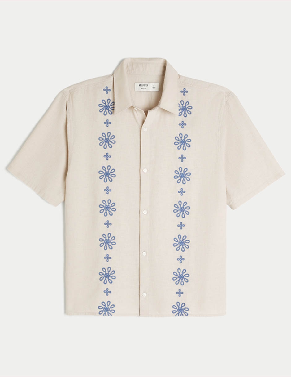 Camisa casual Hollister de algodón manga corta para hombre