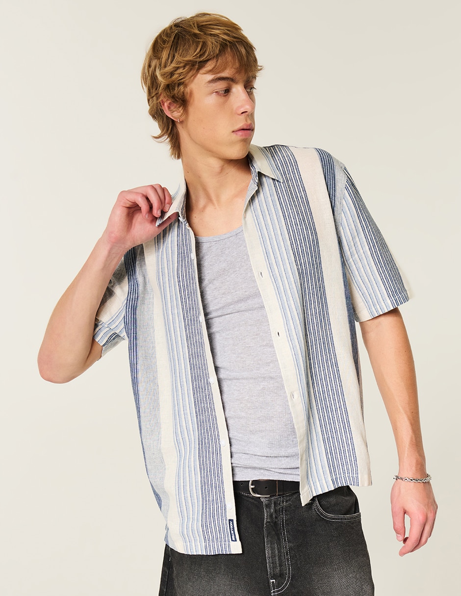 Camisa Casual De Algodón Manga Corta Para Hombre 5