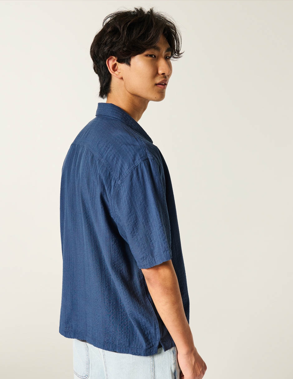 Camisa Casual Hollister De Algodón Manga Corta Para Hombre
