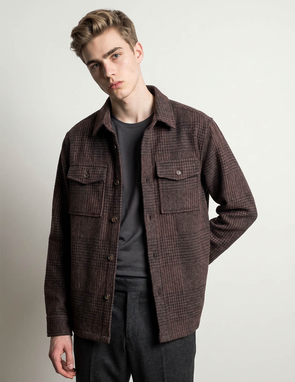 Sobrecamisa casual manga larga para hombre