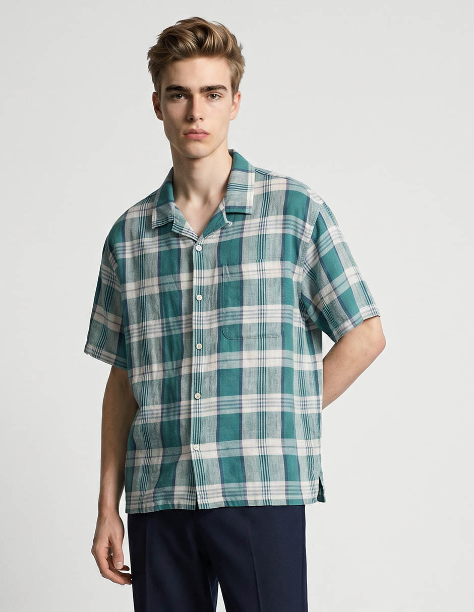 Camisa casual de lino manga corta para hombre Camisa casual de lino manga corta para hombre