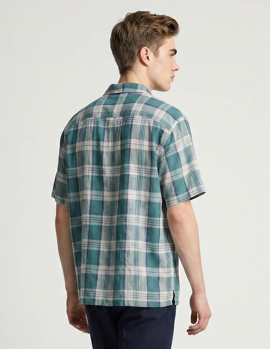 Camisa casual de lino manga corta para hombre 2