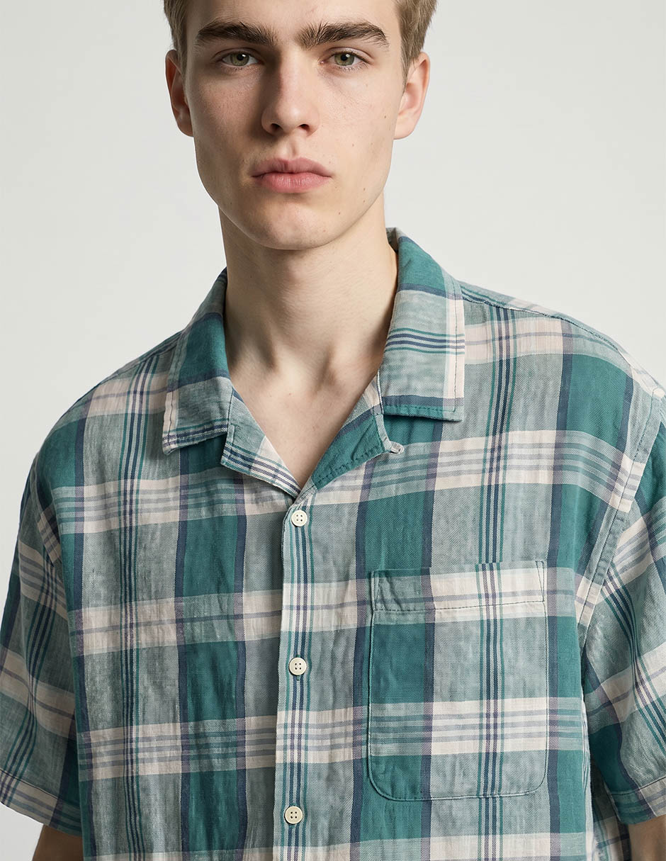 Camisa casual de lino manga corta para hombre 3