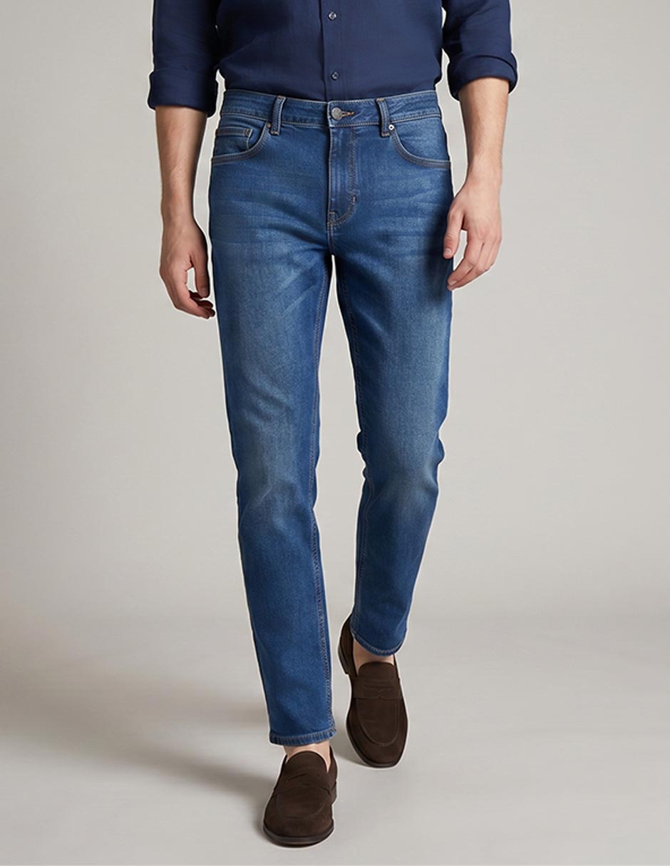 Jeans slim lavado medio para hombre