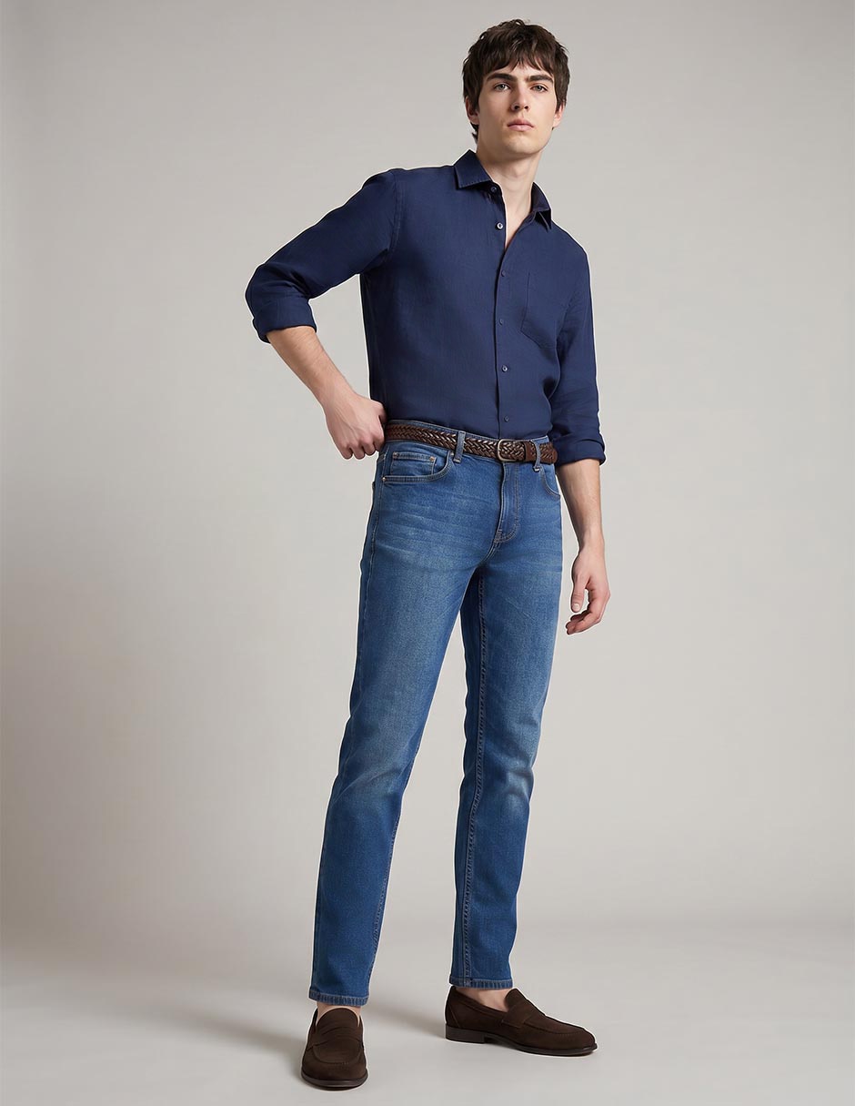 Jeans slim lavado medio para hombre 3