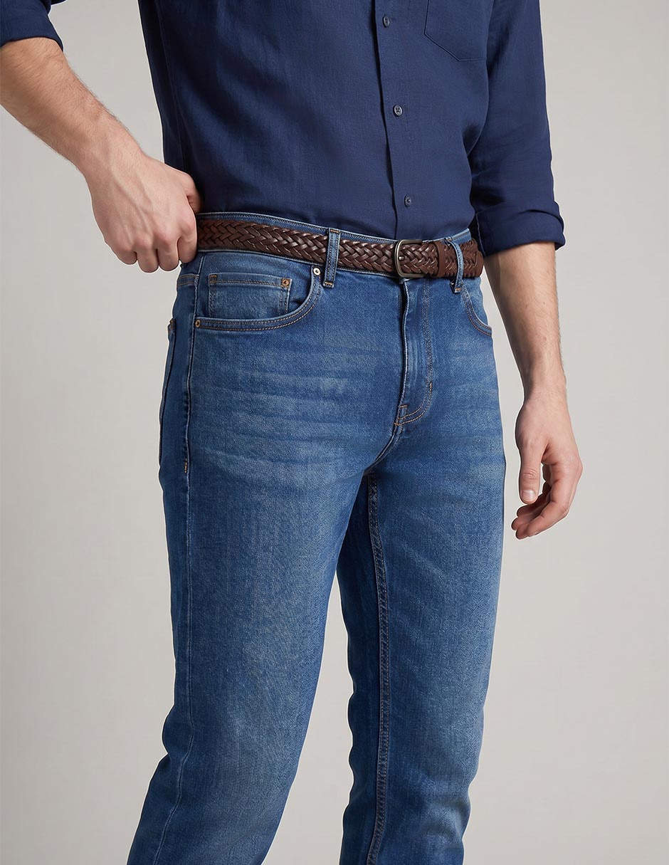Jeans slim lavado medio para hombre 4