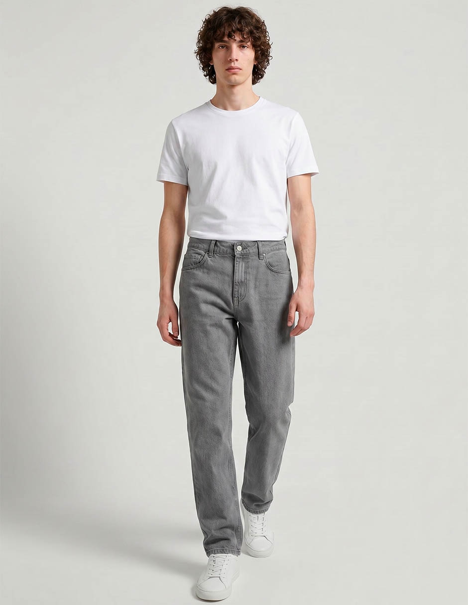 Jeans recto lavado claro para hombre 3