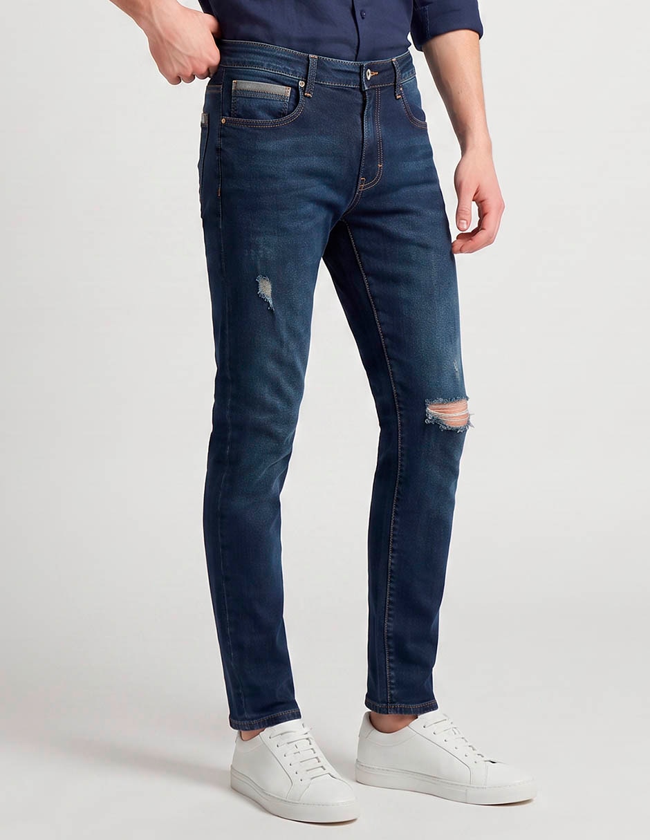 Jeans skinny lavado stone wash para hombre
