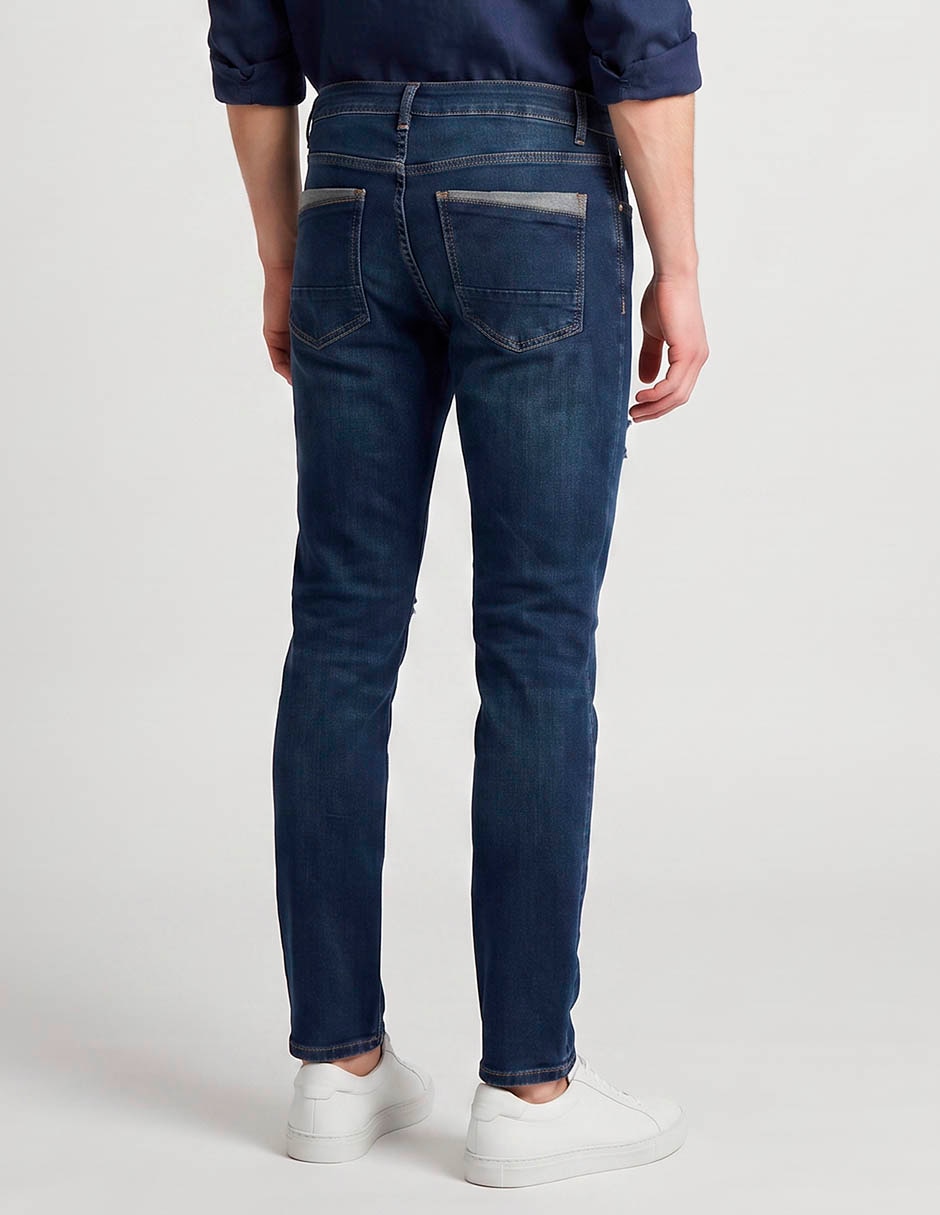 Jeans skinny lavado stone wash para hombre 2
