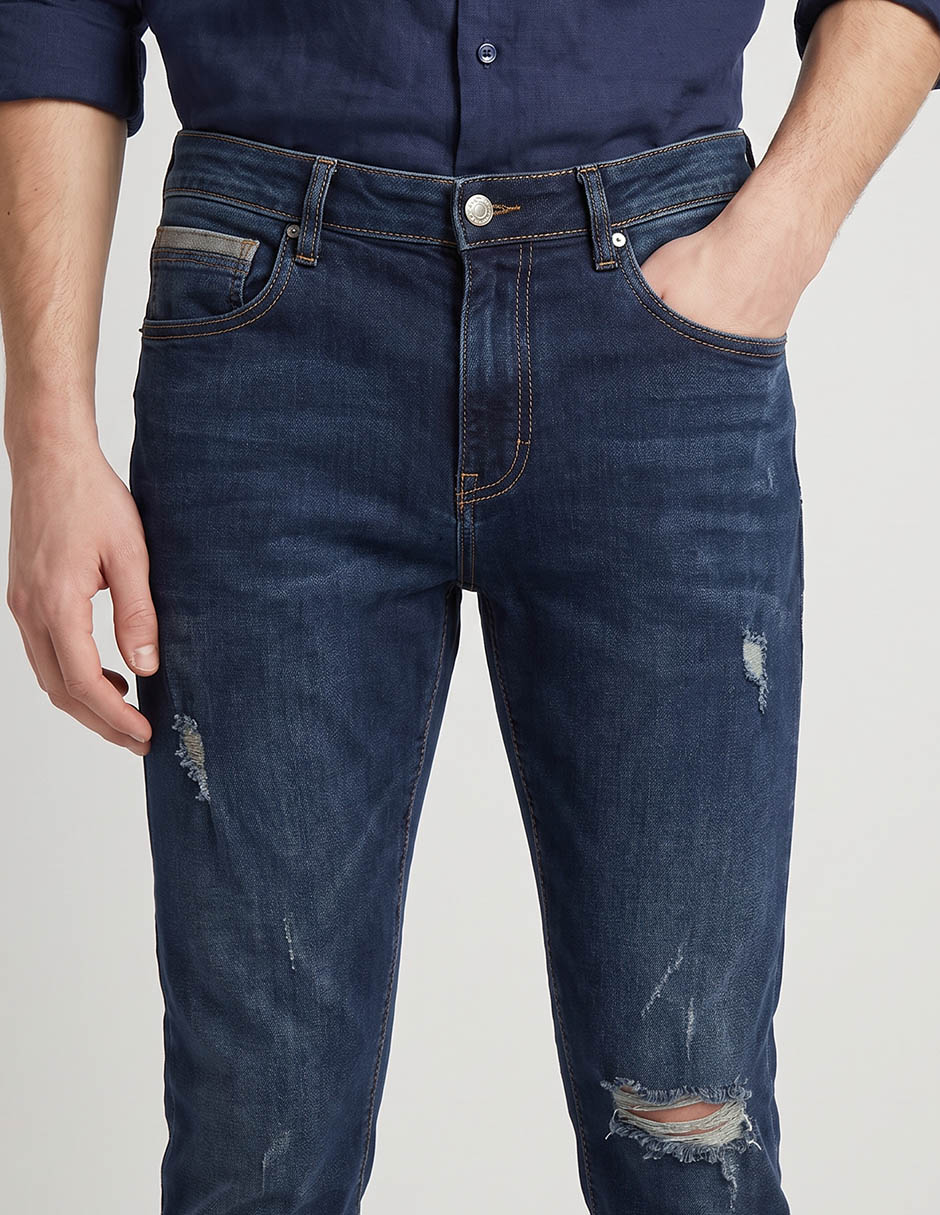 Jeans skinny lavado stone wash para hombre 3