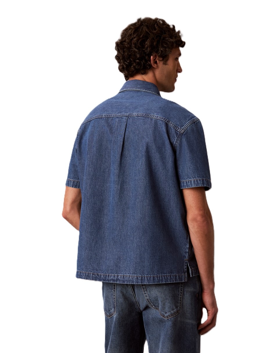 Camisa casual calvin klein de algodón manga corta para hombre