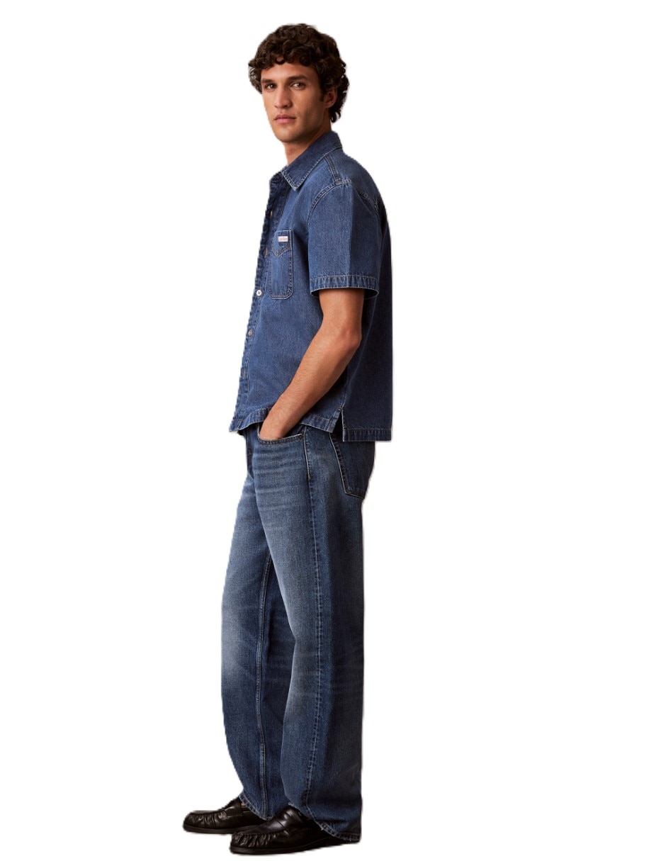 Camisa casual calvin klein de algodón manga corta para hombre
