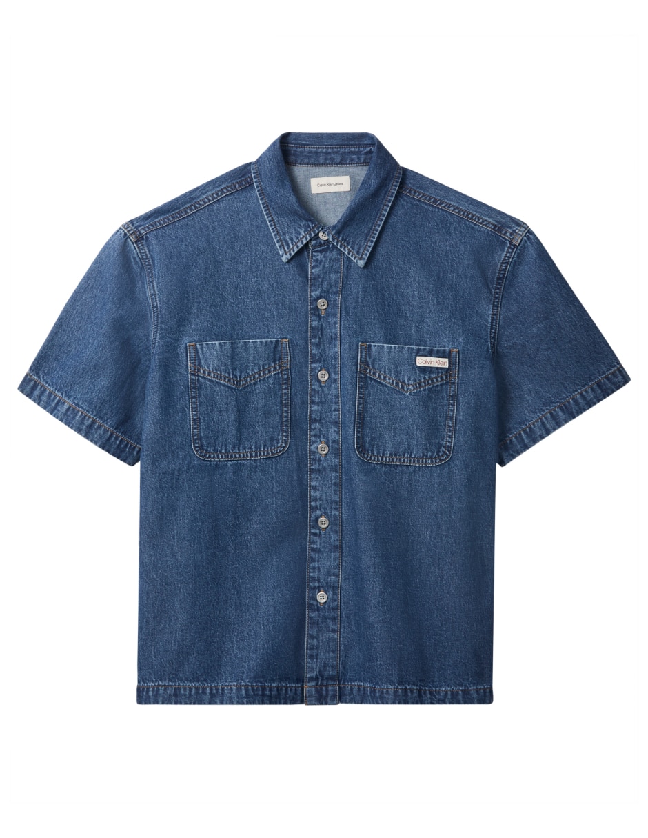 Camisa casual calvin klein de algodón manga corta para hombre
