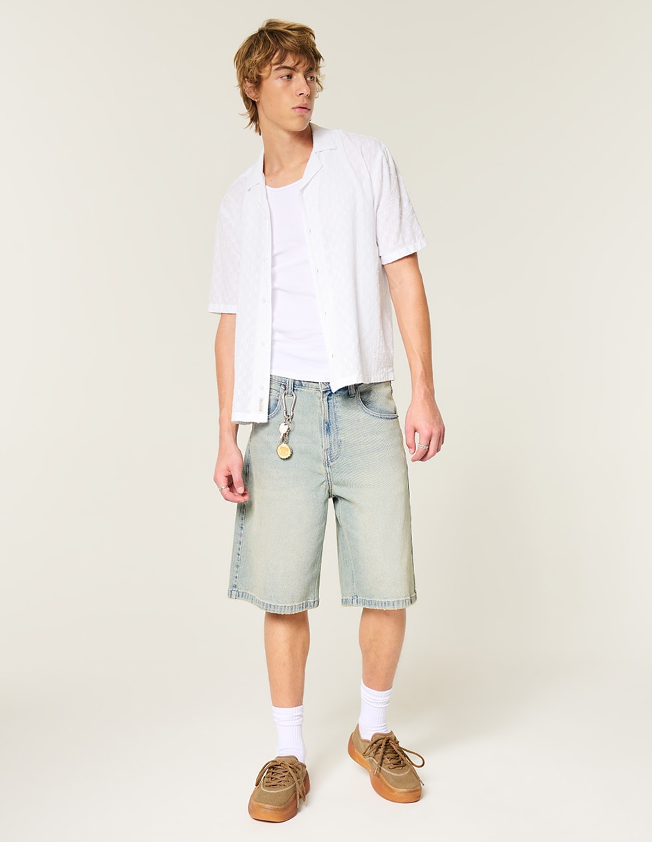Camisa casual Hollister de algodón manga corta para hombre