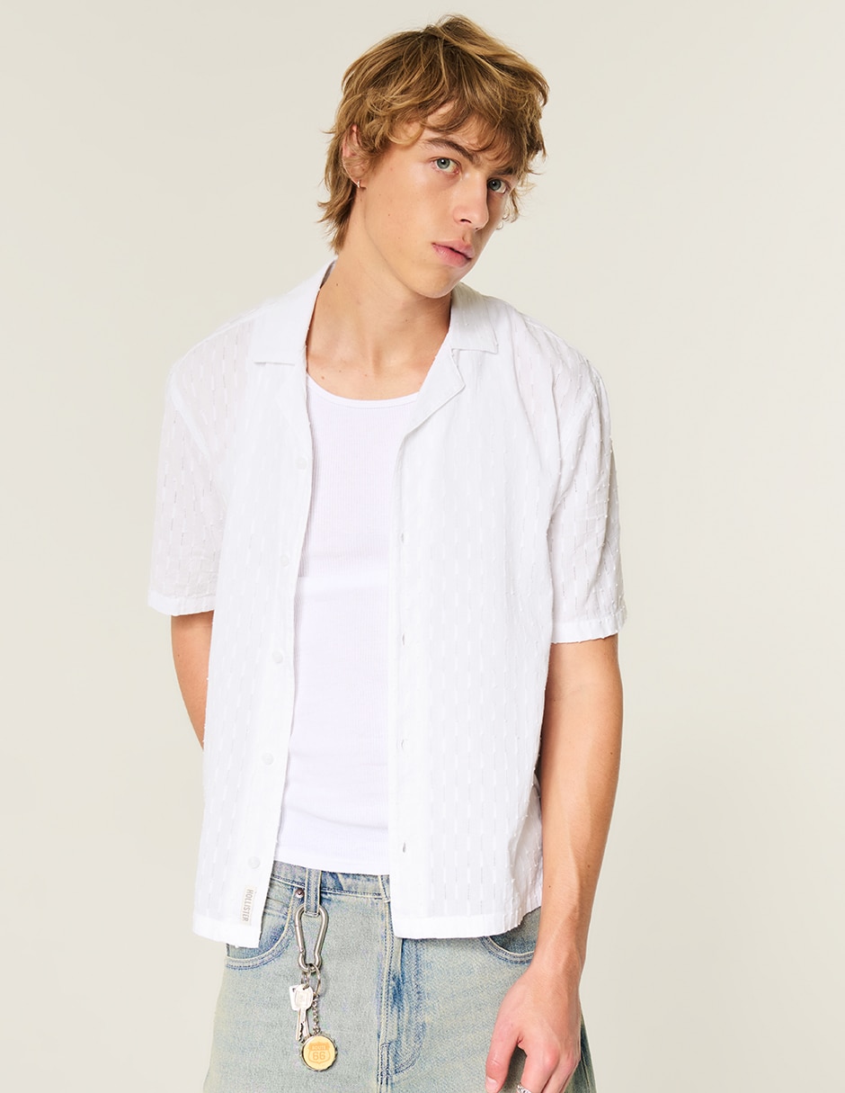 Camisa casual Hollister de algodón manga corta para hombre