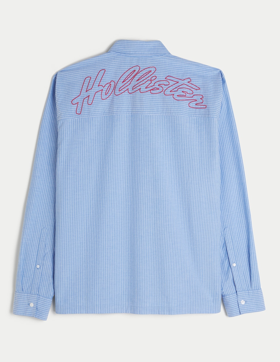 Camisa casual Hollister de algodón manga larga para hombre
