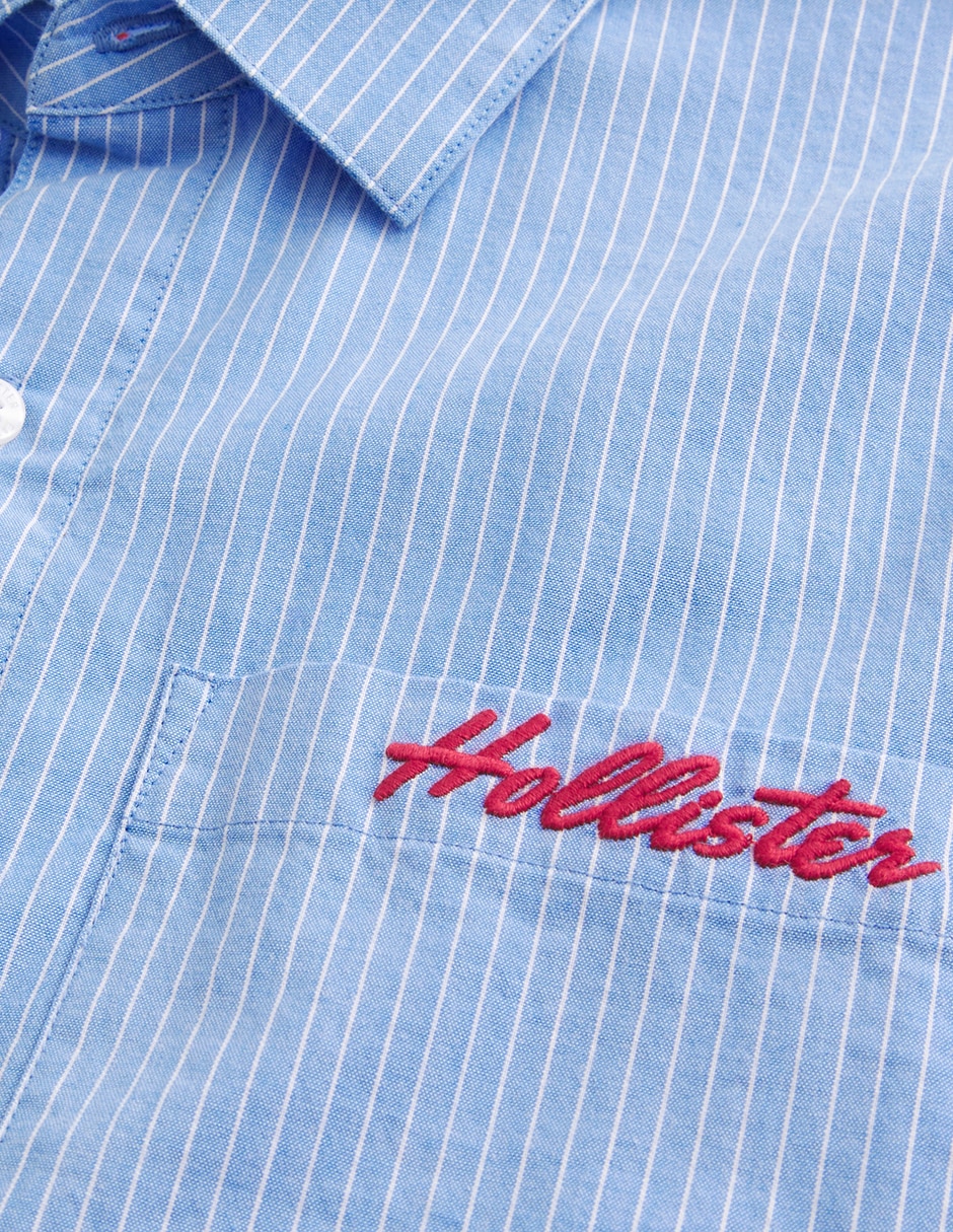 Camisa casual Hollister de algodón manga larga para hombre