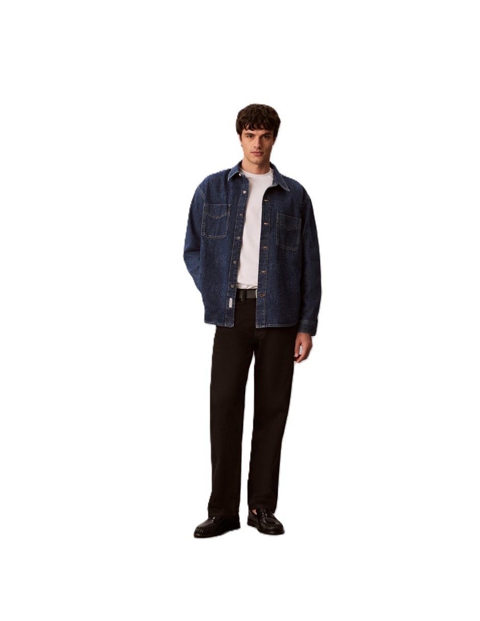 Camisa casual calvin klein de algodón manga larga para hombre