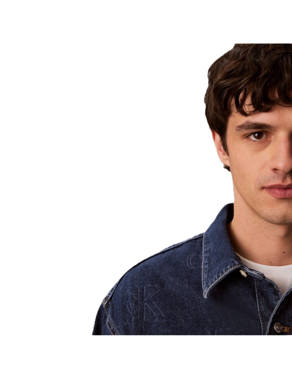 Camisa casual calvin klein de algodón manga larga para hombre