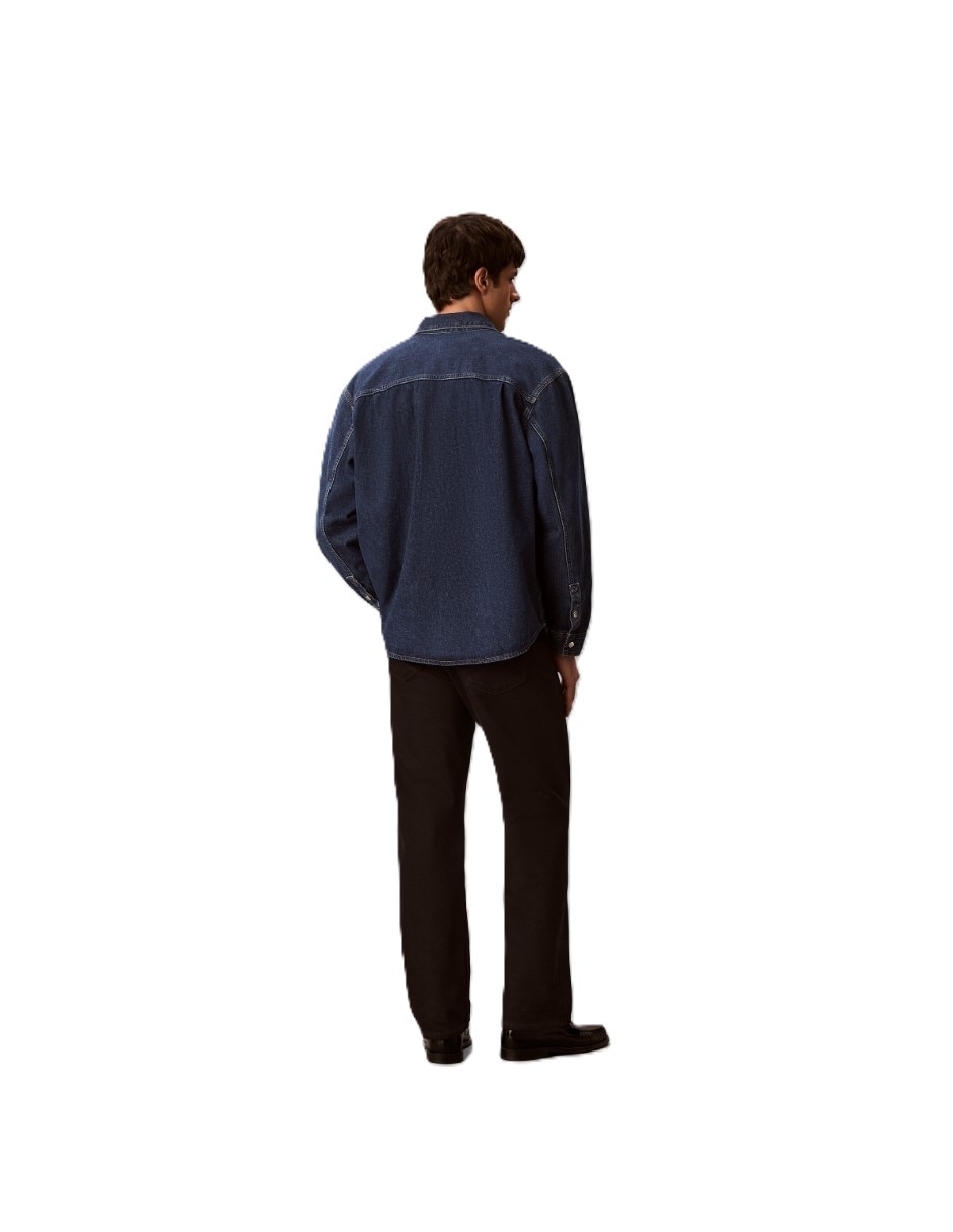 Camisa casual calvin klein de algodón manga larga para hombre