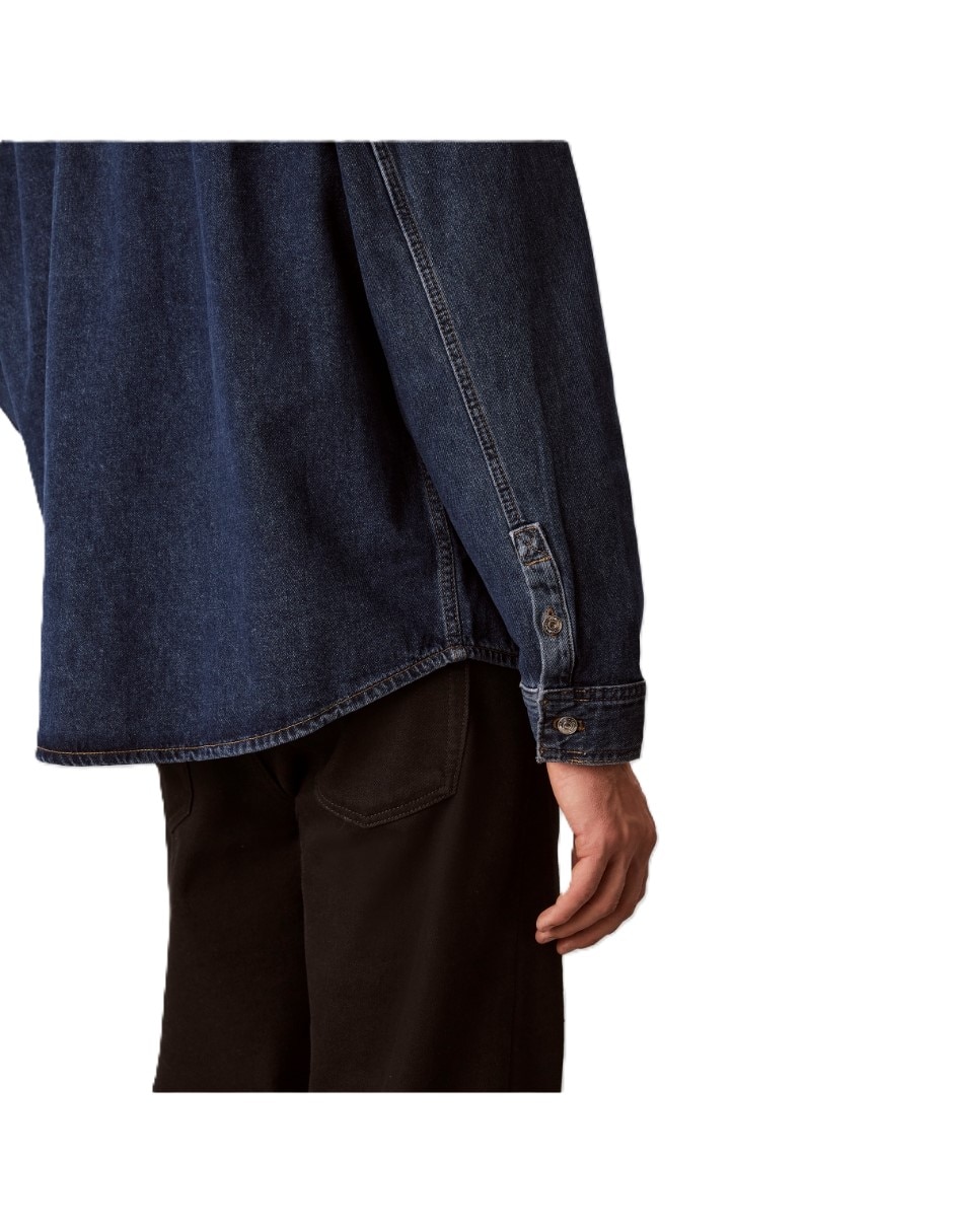 Camisa casual calvin klein de algodón manga larga para hombre
