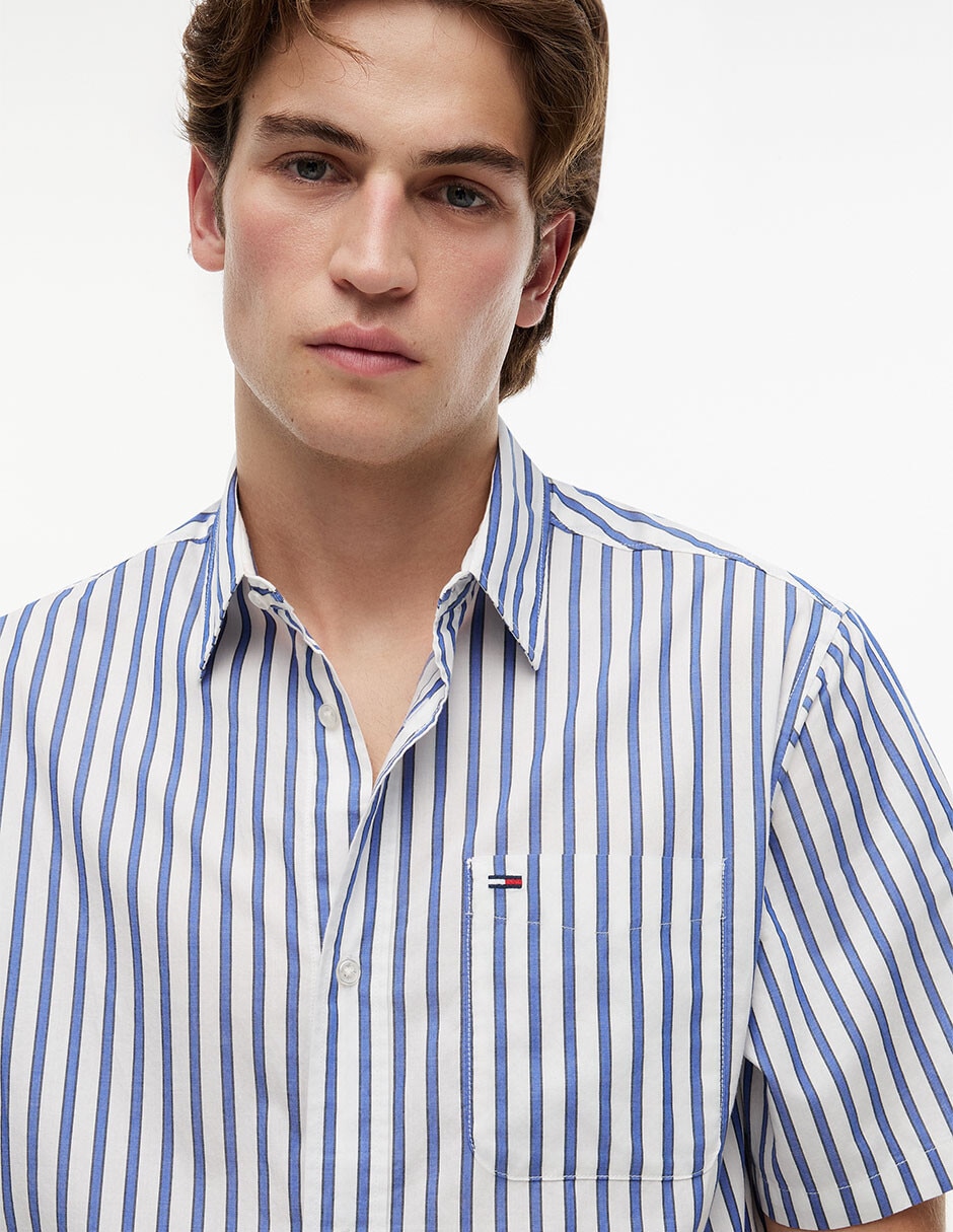 Camisa casual Tommy Jeans de algodón manga corta para hombre