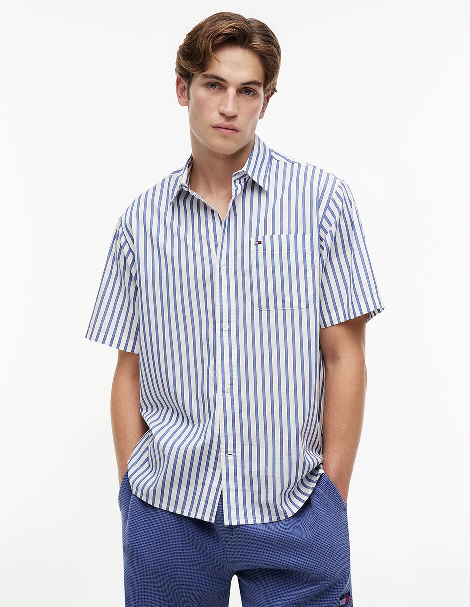 Camisa casual Tommy Jeans de algodón manga corta para hombre